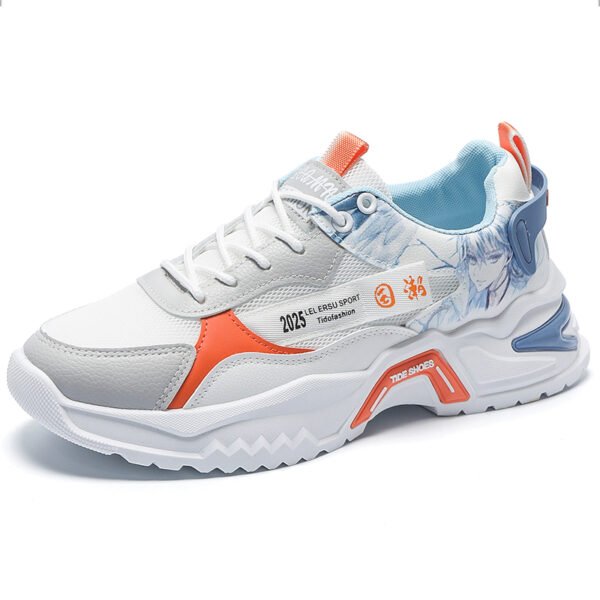 Casual Leather Sneakers Thick Sole Sneakers Fashion Outdoor Shoes Non-slip Low Top-dce97