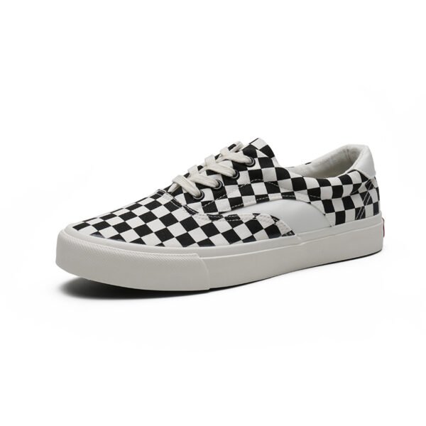 Checkerboard Canvas Sneakers Casual Casual Casual Shoes Chunky Shoes PU Leather Comfortable Walking Shoes-vt38